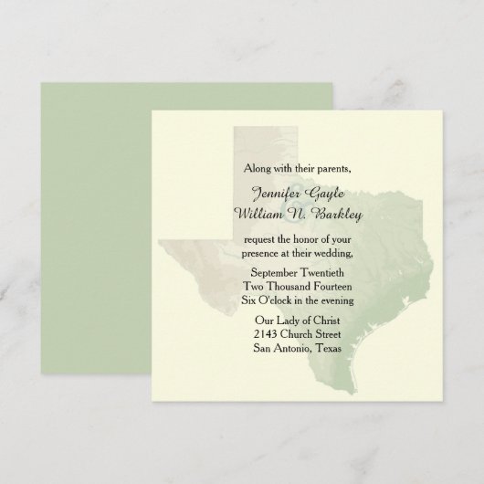 Texas State Wedding Invitation Kaart (Voorkant / Achterkant)