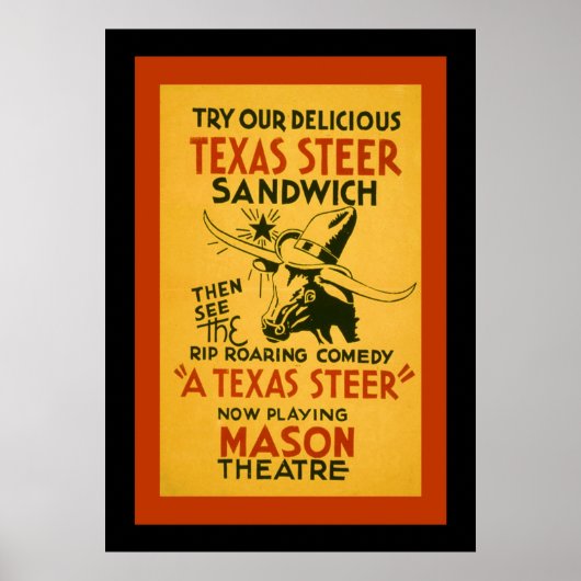 Texas Steer Sandwich Poster (Voorkant)