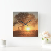 Texas Sunrise, Scripture Quote van Matthew 5:16 Vierkante Klok (Huis)