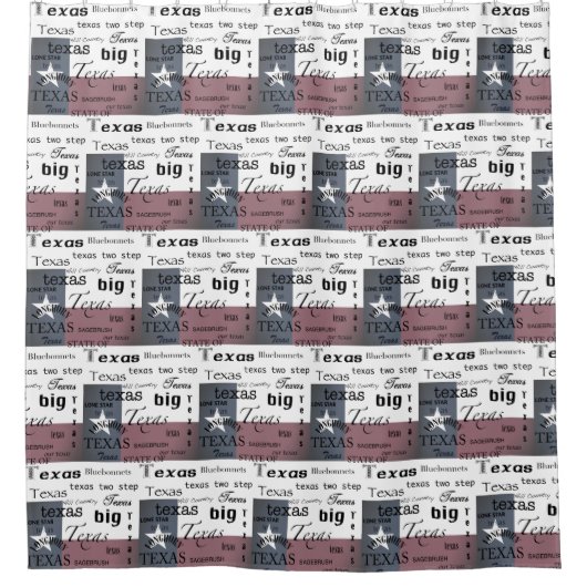 Texas Text Design-with Texas Flag Shower Curtain Douchegordijn (Voorkant)
