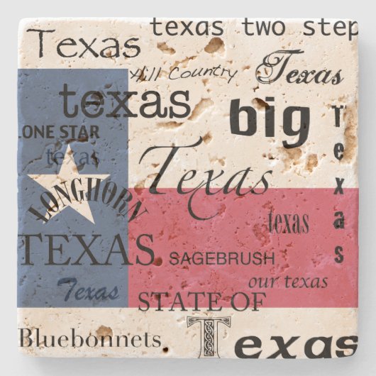 Texas Text Design-with Texas Flag Stenen Onderzetter (Voorkant)