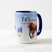 Texas-thema op blues, mok (Voorkant rechts)