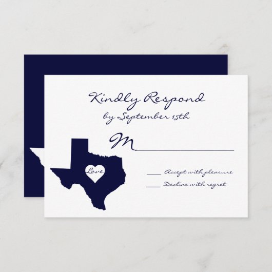 Texas Theme Navy Wedding RSVP-kaarten RSVP Kaartje (Voorkant / Achterkant)