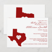 Texas ThMED Red White Baby Shower-uitnodigingen Kaart (Voorkant / Achterkant)