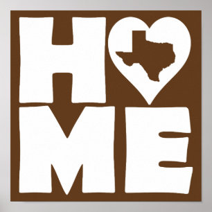 Texas Thuis Hart Staat Poster Bord