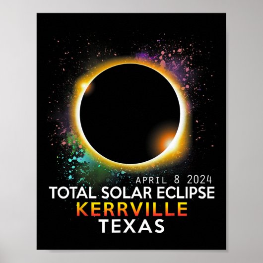 Texas Totaal Zonsverduistering April 8 2024 Poster (Voorkant)