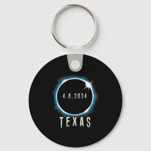Texas Total Solar Eclipse 2024 Blauw April 8 Manne Sleutelhanger