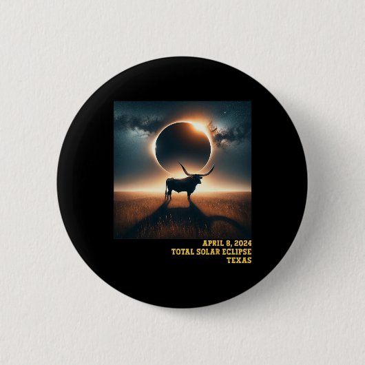 Texas Total Solar Eclipse 2024 Herdenkingsdag Astr Ronde Button 5,7 Cm (Voorkant)