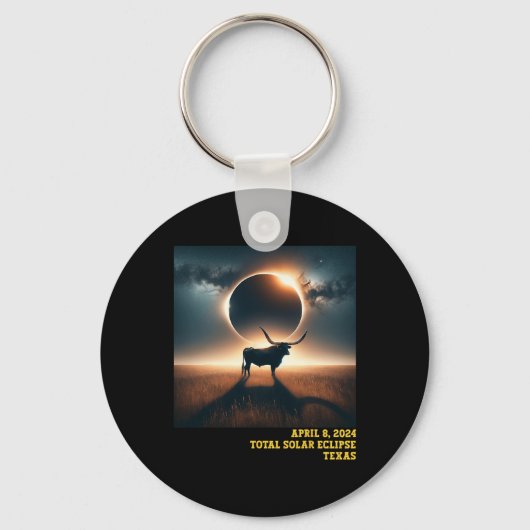 Texas Total Solar Eclipse 2024 Herdenkingsdag Astr Sleutelhanger (Voorkant)
