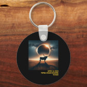 Texas Total Solar Eclipse 2024 Herdenkingsdag Astr Sleutelhanger (Voorkant)