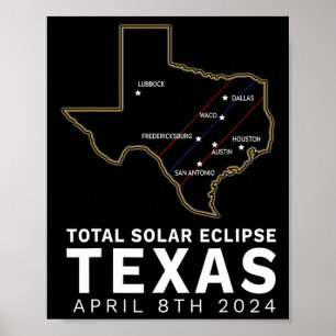 Texas Total Solar Eclipse 2024 pad van totaliteit Poster