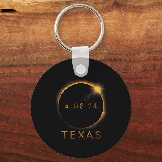 Texas Total Solar Eclipse 8 april 2024 Texas Solar Sleutelhanger (Voorkant)