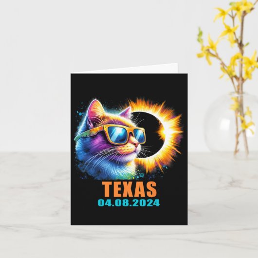 Texas Totale Zonneverduistering 2024 Kat Zonneverd Kaart (Gele Bloem)
