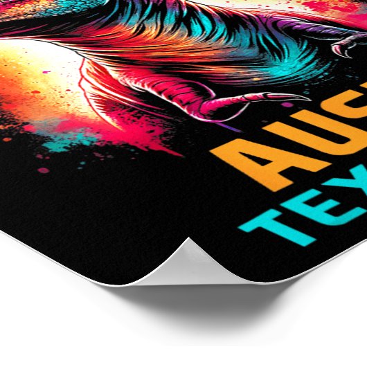 Texas Totale Zonsverduistering 2024 T Rex Dinosaur Poster (Hoek)