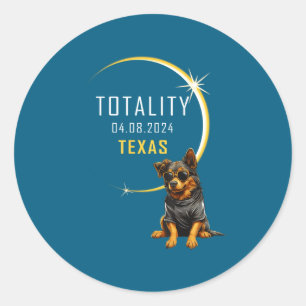 Texas Totale Zonsverduistering Hond Ronde Sticker