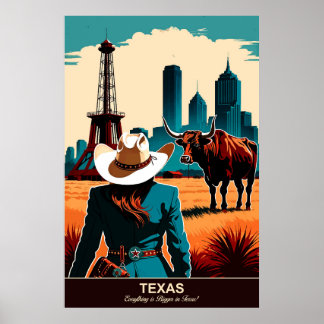 Texas Travel: alles is groter reizen Poster