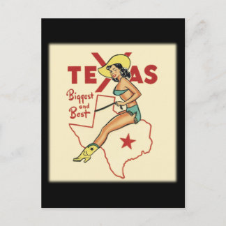 Texas Travel Pin Up Meisje Briefkaart