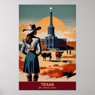 Texas Travel: Your Adventure Waits Travel Poster
