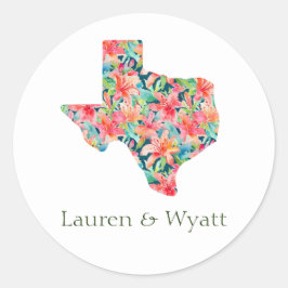 Texas Tropical Bright Botanische Bloemen Bruiloft Ronde Sticker