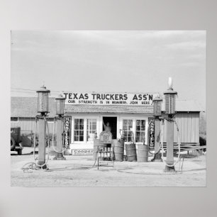 Texas Truckstop, 1939. Oude foto Poster