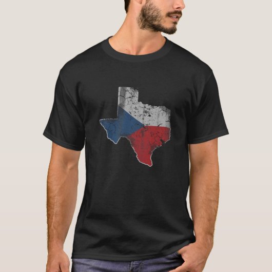 Texas Tsjechië Vlag onder Tsjechisch Bohemia Vinta T-shirt (Voorkant)