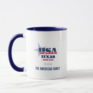 Texas USA 1845 Blue Star Mug personnalisée