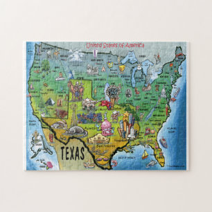 Texas USA Cartoon Map Legpuzzel