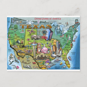 Texas USA Map Briefkaart