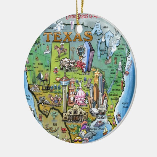 Texas USA Map Keramisch Ornament (Links)