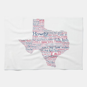Texas USA Slang Word Art Map Serviette de cuisine