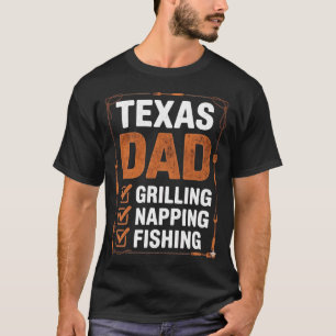 Texas Vader Grillen Slapen Vis Checklist Grappig T-shirt