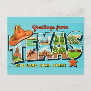 Texas Verwelkoming Vintage Ansichtkaart Briefkaart