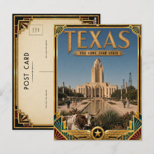 Texas Vintage Art Deco Gouden Tijdperk Briefkaart