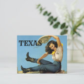 TEXAS Vintage reismeisje Briefkaart (Staand voorkant)
