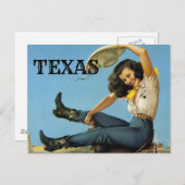 TEXAS Vintage reismeisje Briefkaart (Voorkant / Achterkant)