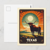 Texas | Vintage van patriottische spirit Briefkaart (Voorkant / Achterkant)