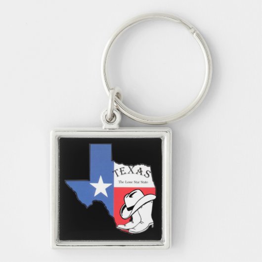 Texas: Vlag en Silhouette van Texas Sleutelhanger (Voorkant)
