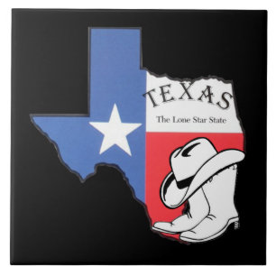 Texas: Vlag en Silhouette van Texas Tegeltje