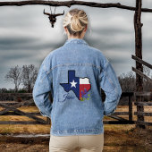 Texas Vlag met State Flower Bluebonnet Custom Denim Jacket