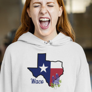 Texas Vlag met State Flower Bluebonnet Custom Hoodie