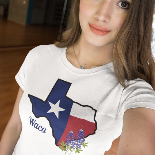 Texas Vlag met State Flower Bluebonnet Custom T-shirt