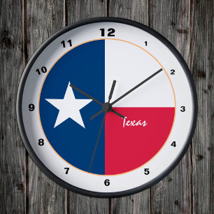 Texas Vlag & Texas mode / ontwerp USA Ronde Klok