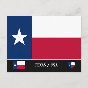 Texas Vlag & Texas Staat VS /Amerika Briefkaart