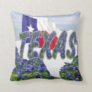 Texas Vorm Texas Vlag en Blauwe Lupinen Kussen