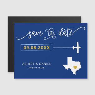Texas Wedding Save the Date Card, Map Magnetische Uitnodiging