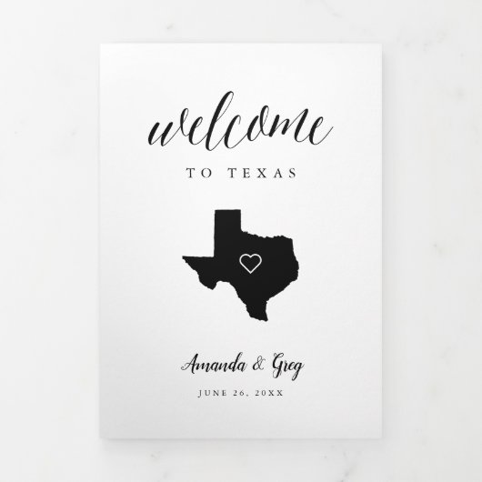 Texas Wedding Welcome Letter & Itinerary Drieluik Programma (Cover)