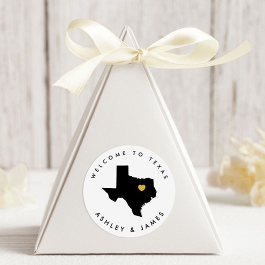 Texas Wedding Welkom Sticker voor Treat Box Bag