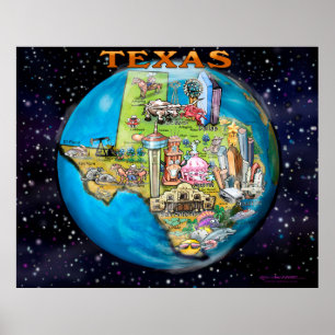 Texas Wereldkaart Poster