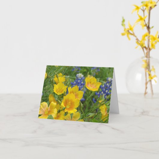 Texas Wildflower Bluebonnet & Flax Notecard Kaart (Gele Bloem)