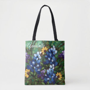 "Texas Wildflower-Bluebonnets" Aangepaste Canvas t Draagtas